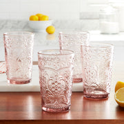Amelia 15.22-Ounce Rose Glass Tumblers, Set of 4