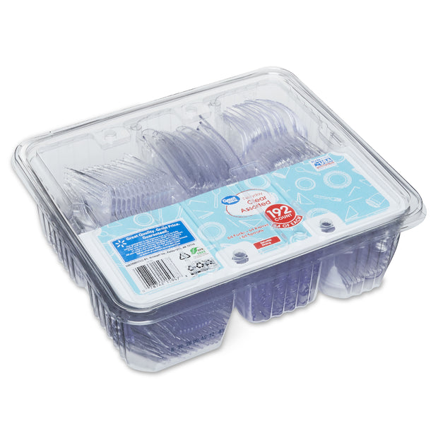 Premium Assorted Clear Cutlery, 192 Count